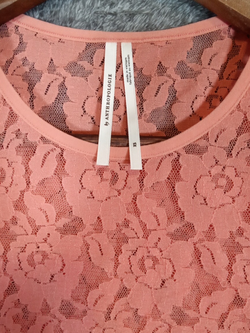 Anthropologie Cropped Fitted Sheer Floral Lace Peach Cochella Womens XS - Picture 3 of 8